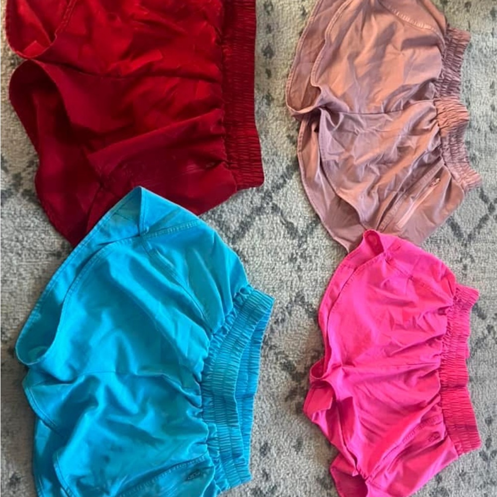 Amazon Athletic Shorts Red and Pink Stretchy Moisture-Wicking